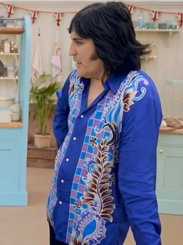 Great British Baking Noel Fielding Blue Printed Cotton Shirt