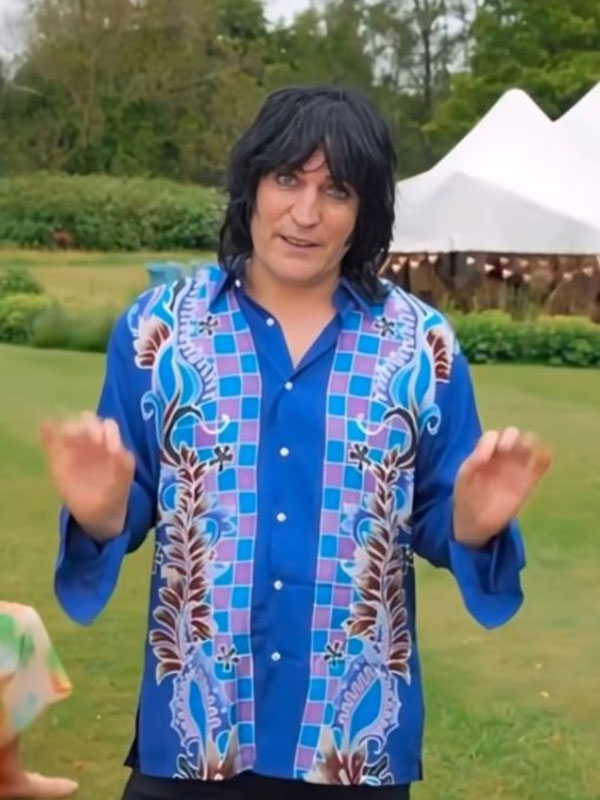 Great British Baking Noel Fielding Blue Printed Cotton Shirt