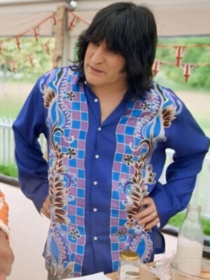 Great British Baking Noel Fielding Blue Printed Cotton Shirt