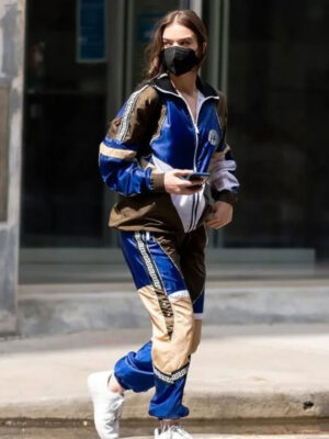 Hailee Steinfeld Versace Satin Zipper Tracksuit