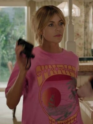 High Potential 2024 Kaitlin Olson Pink Cotton Shirt