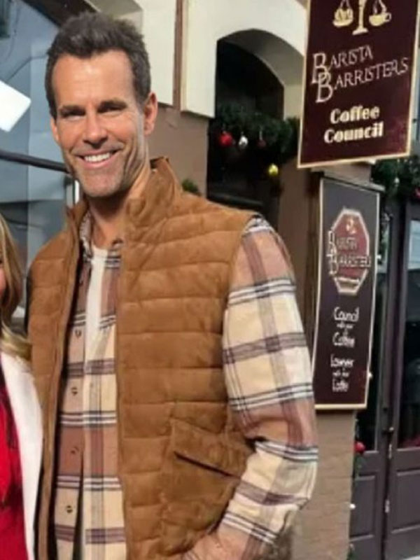 Home Sweet Christmas Cameron Mathison Brown Zipper Vest
