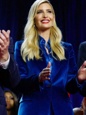 Ivanka Trump Blue Velvet Button Suit