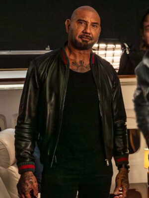 Jack in Time for Christmas Dave Bautista Black Leather Jacket