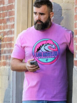 Jimmy Kimmel Live Jason Kelce Los Angeles Pink T-Shirt