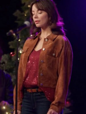 Jingle Bell Love 2024 Michelle Morgan Brown Suede Leather Jacket