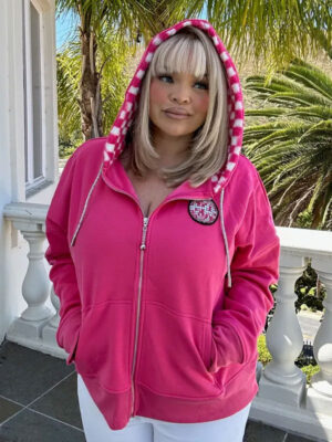 Just Trish Pink Fleece Zipper Hoodie