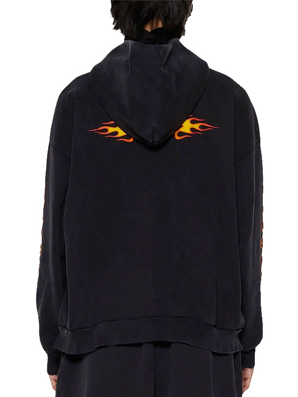 Justin Bieber Balenciaga Burning Unity Black Zipper Hoodie