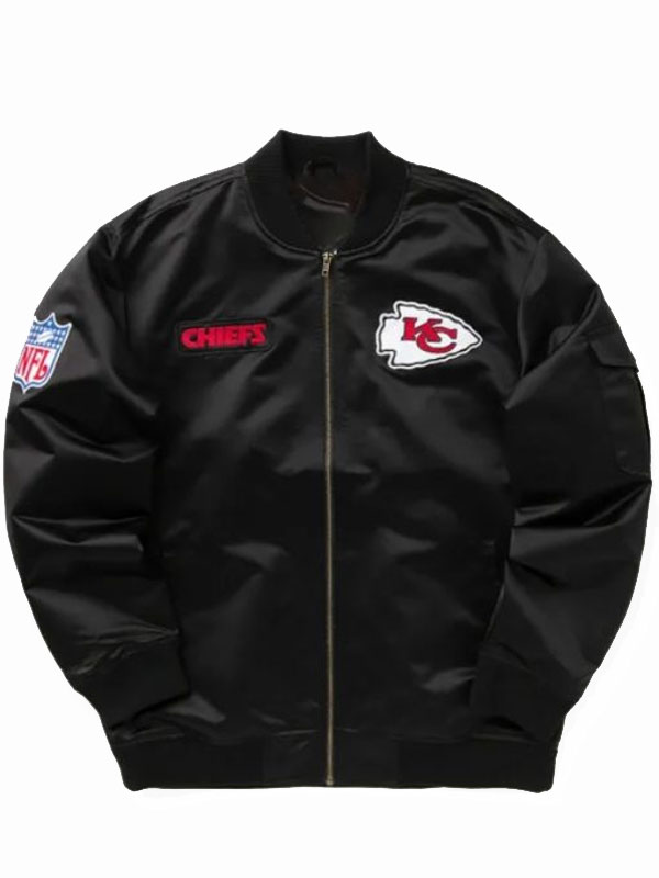 Kansas City Chiefs Team Leader Satin Varsity Jacket