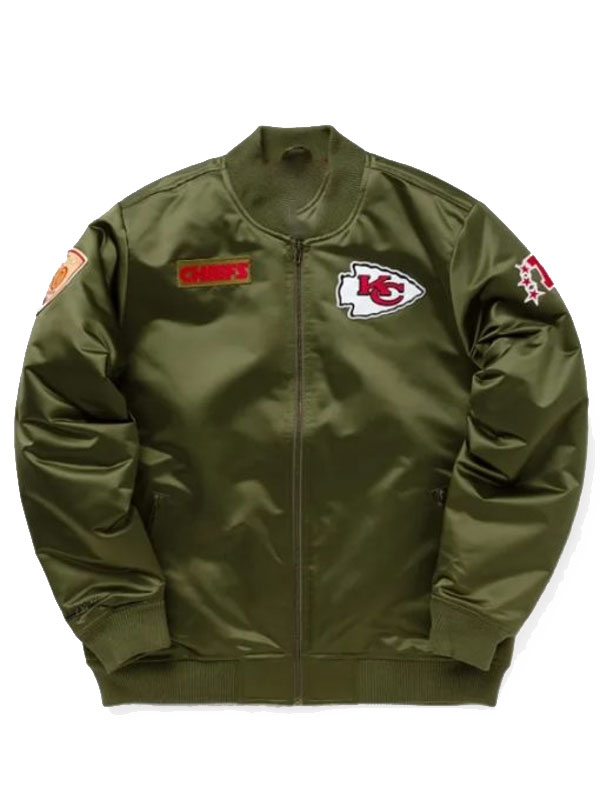 Kansas City Chiefs Team Leader Satin Varsity Jacket