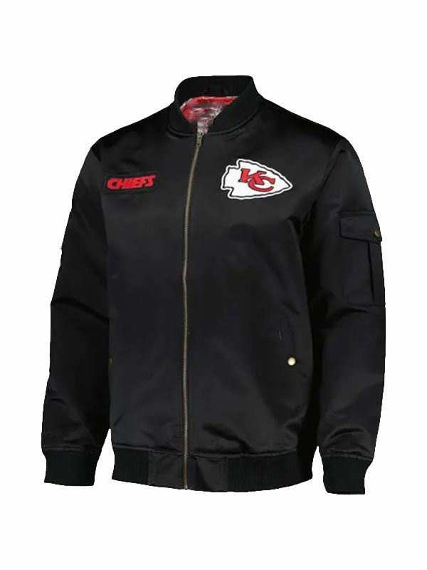 Kansas City Chiefs Team Leader Satin Varsity Jacket