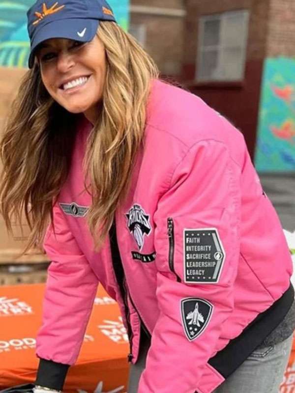 Kelly Bensimon Knicks Pink Flight Bomber Jacket