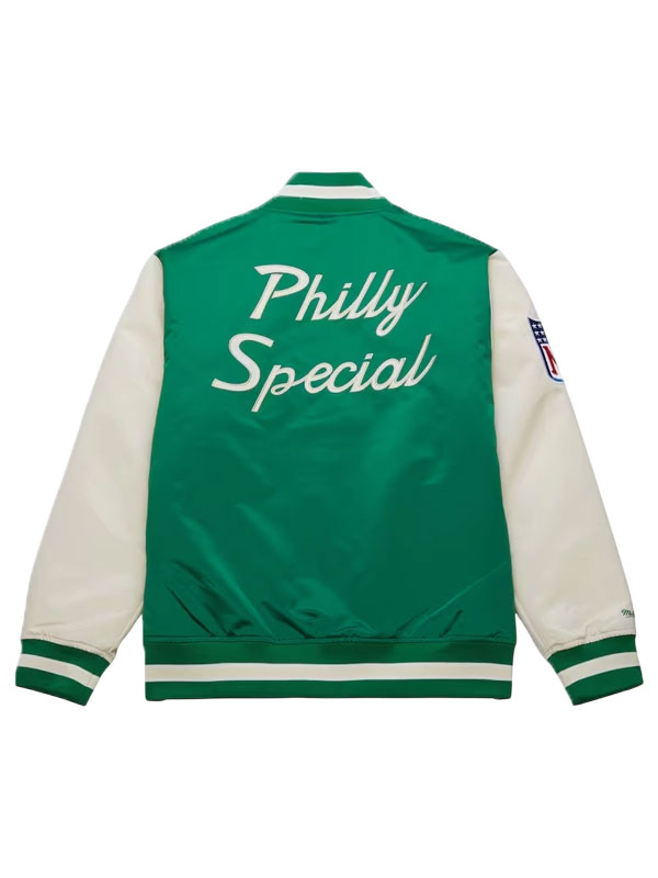 Kelly Green Philadelphia Eagles Primetime Philly Special Green Satin Varsity Jacket