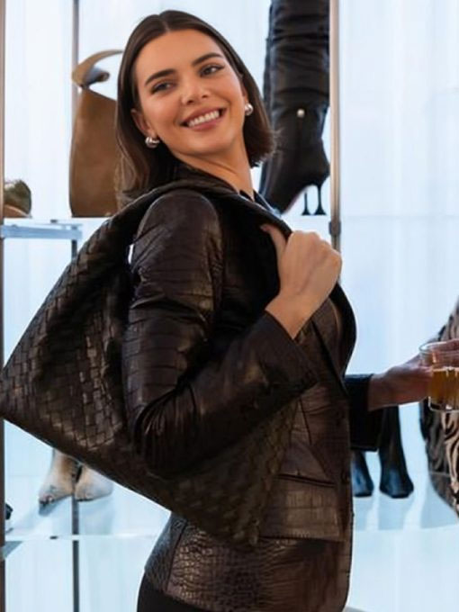 Kendall Jenner FWRD Brown Leather Blazer