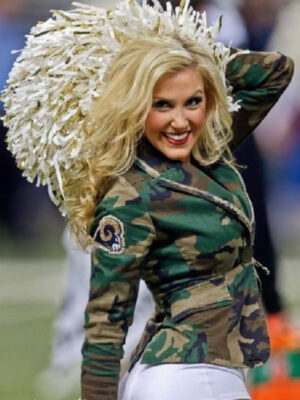 LA Rams Cheerleaders Camouflage Green Coat