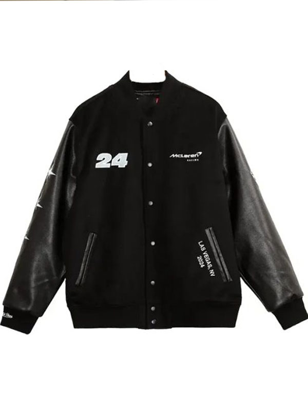 Las Vegas Black Racing Wool Varsity Jacket