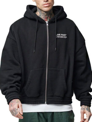 LFDY Live Fast Die Young Black Fleece Zip-Up Hoodie