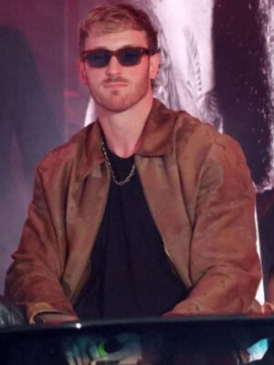 Logan Paul Brown Distressed Brown Leather Jacket