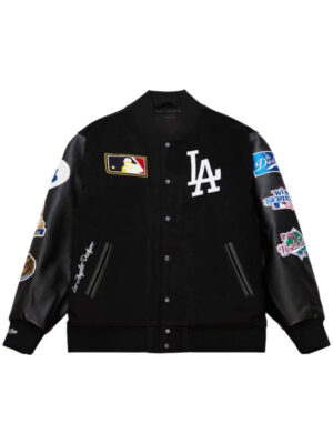 Los Angeles Dodgers Black Out Collection Vintage Logo Wool Varsity Jacket