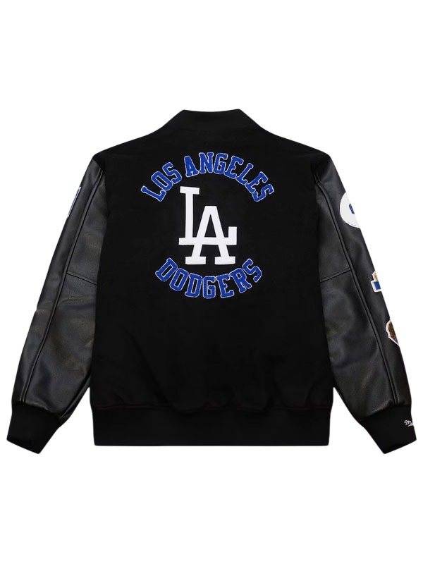 Los Angeles Dodgers Black Out Collection Vintage Logo Wool Varsity Jacket