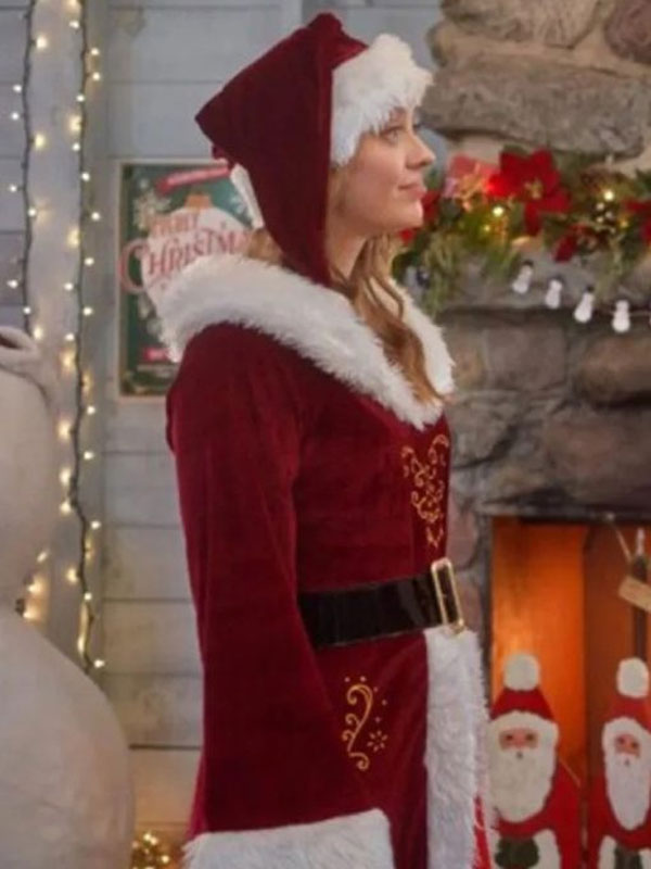 Madeleine Arthur To Have And To Holiday Red Santa Velvet Coat