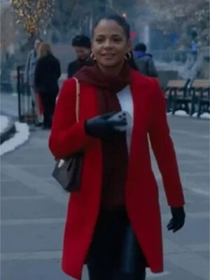 Meet Me Next Christmas Christina Milian Red Wool Coat