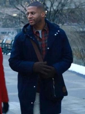 Meet Me Next Christmas Devale Ellis Navy Blue Coat