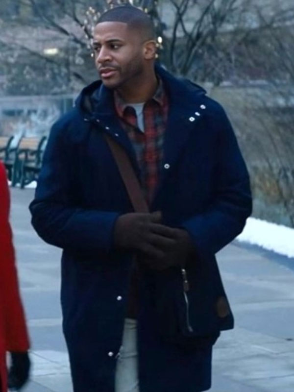 Meet Me Next Christmas Devale Ellis Navy Blue Coat