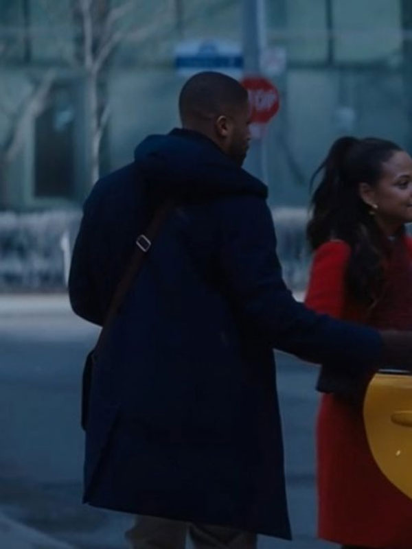 Meet Me Next Christmas Devale Ellis Navy Blue Coat