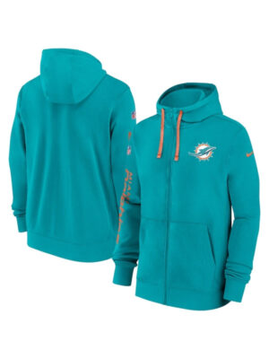 Miami Dolphins Sideline Club Blue Zipper Hoodie