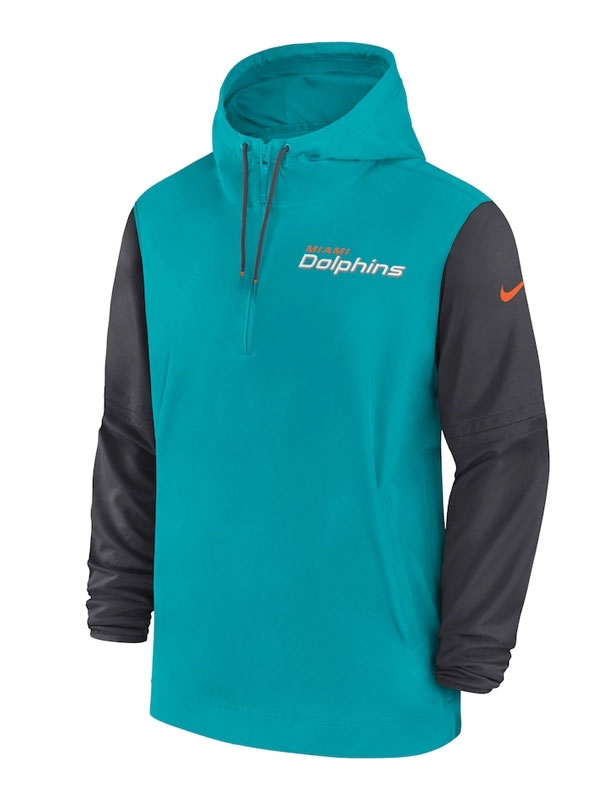 Miami Dolphins Sideline Pre-Game Half-Zipper Hoodie Jacket
