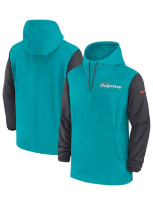 Miami Dolphins Sideline Pre-Game Half-Zipper Hoodie Jacket