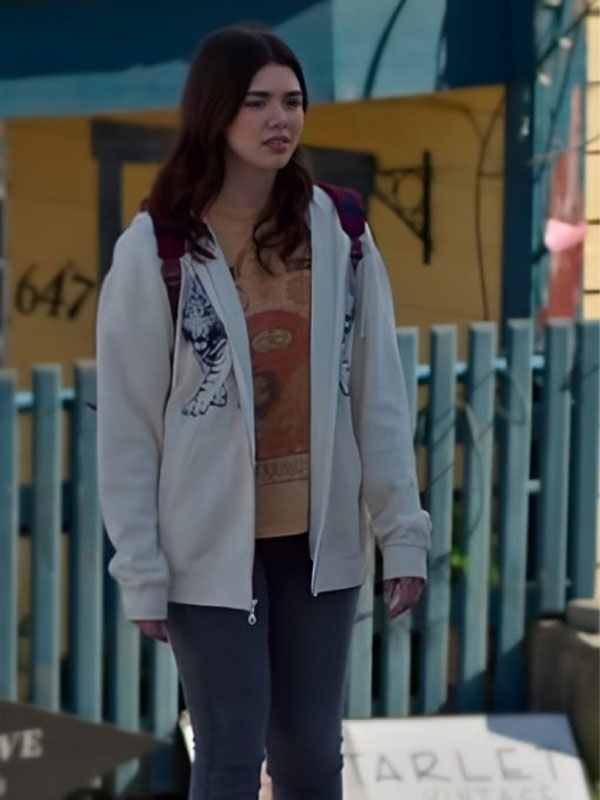 Murder In A Small Town Alisha Newton Tiger Printed White Hoodie