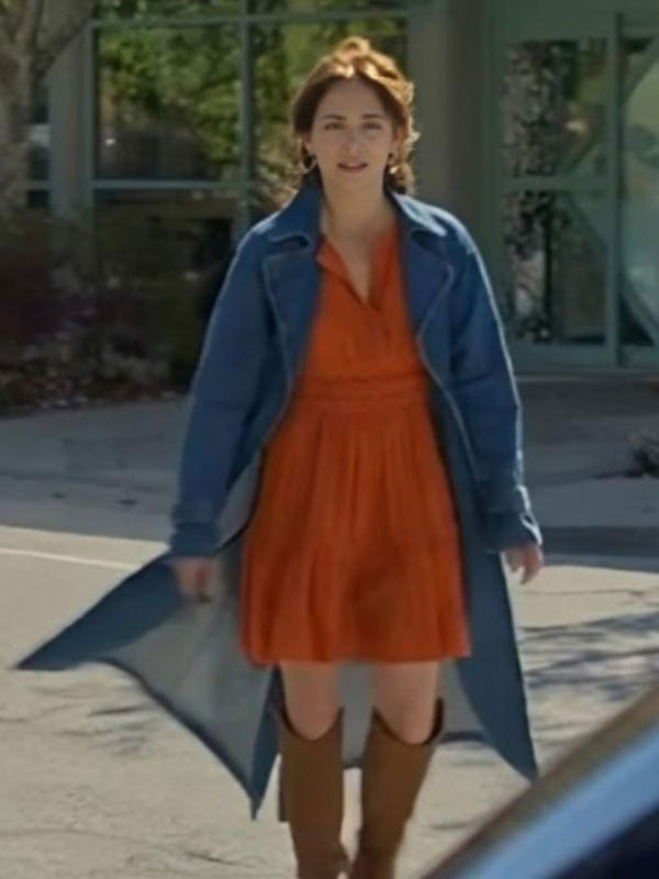 Murder in a Small Town Kristin Kreuk Blue Denim Coat