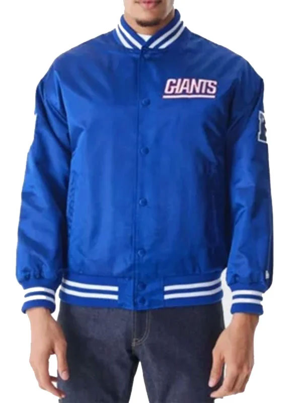 New York Giants Blue Satin Bomber Jacket