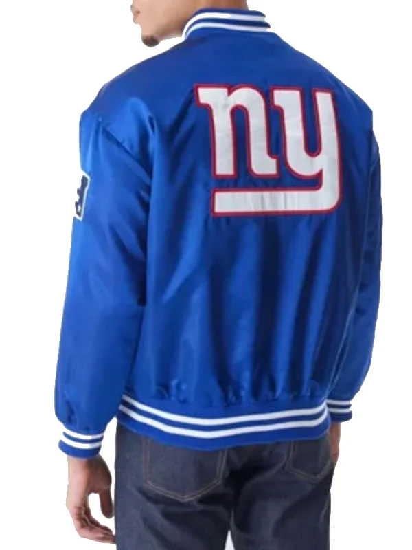 New York Giants Blue Satin Bomber Jacket