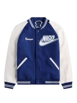 Nike x Nigo Nrg Blue & White Wool Varsity Jacket