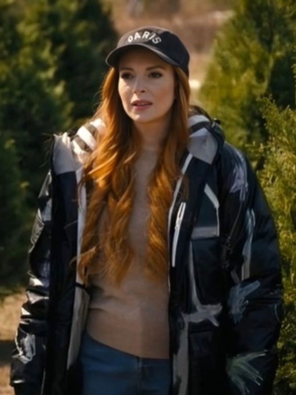 Our Little Secret 2024 Lindsay Lohan Black  Puffer Jacket