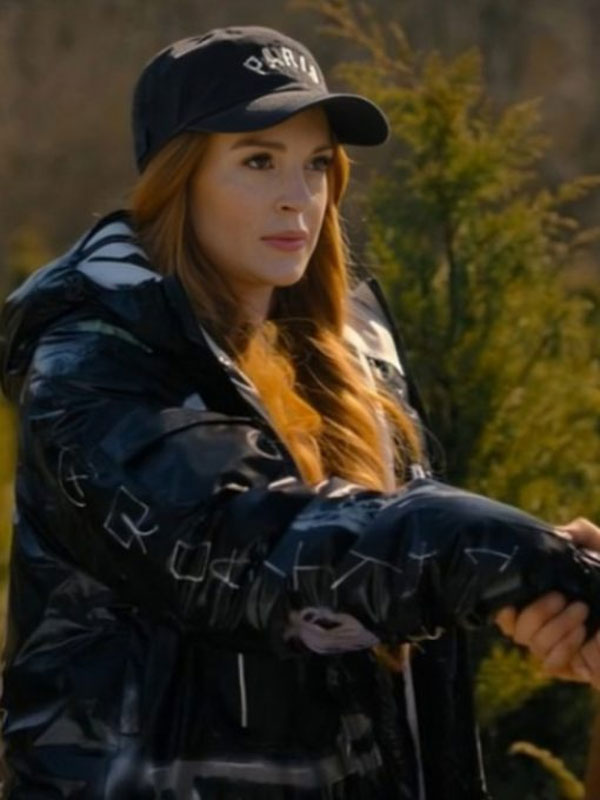 Our Little Secret 2024 Lindsay Lohan Black  Puffer Jacket