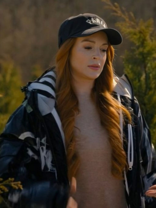 Our Little Secret 2024 Lindsay Lohan Black  Puffer Jacket