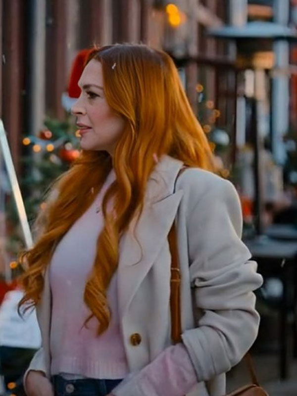 Our Little Secret 2024 Lindsay Lohan White Wool Coat