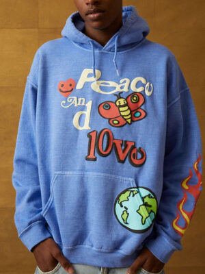 Peace And Love Blue Fleece Hoodie