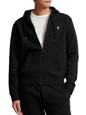 Polo Double Knit Black Fleece Zipper Hoodie