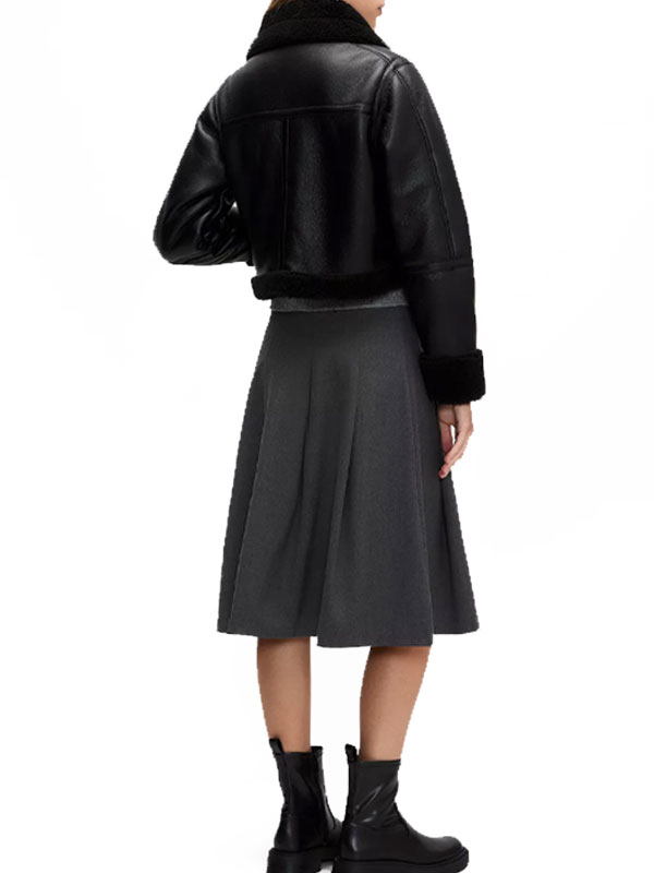 Double-faced Black Zipper leather jacket