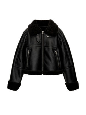 Double-faced Black Zipper leather jacket