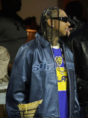 Rams Game Tyga 2024 Black Leather Jacket