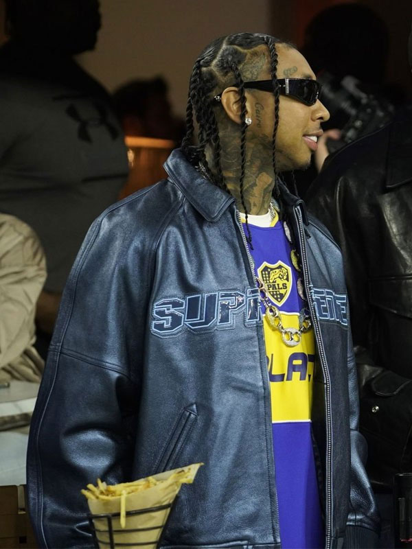 Rams Game Tyga 2024 Black Leather Jacket