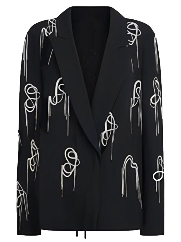 Reba McEntire Embellished Double Breasted Black Blazer