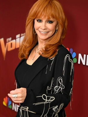 Reba McEntire Embellished Double Breasted Black Blazer