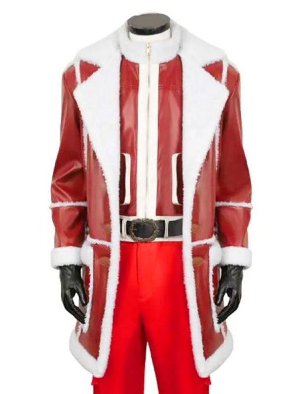 Red One 2024 J.K. Simmons Santa Claus Red Shearling CoatIC-003180